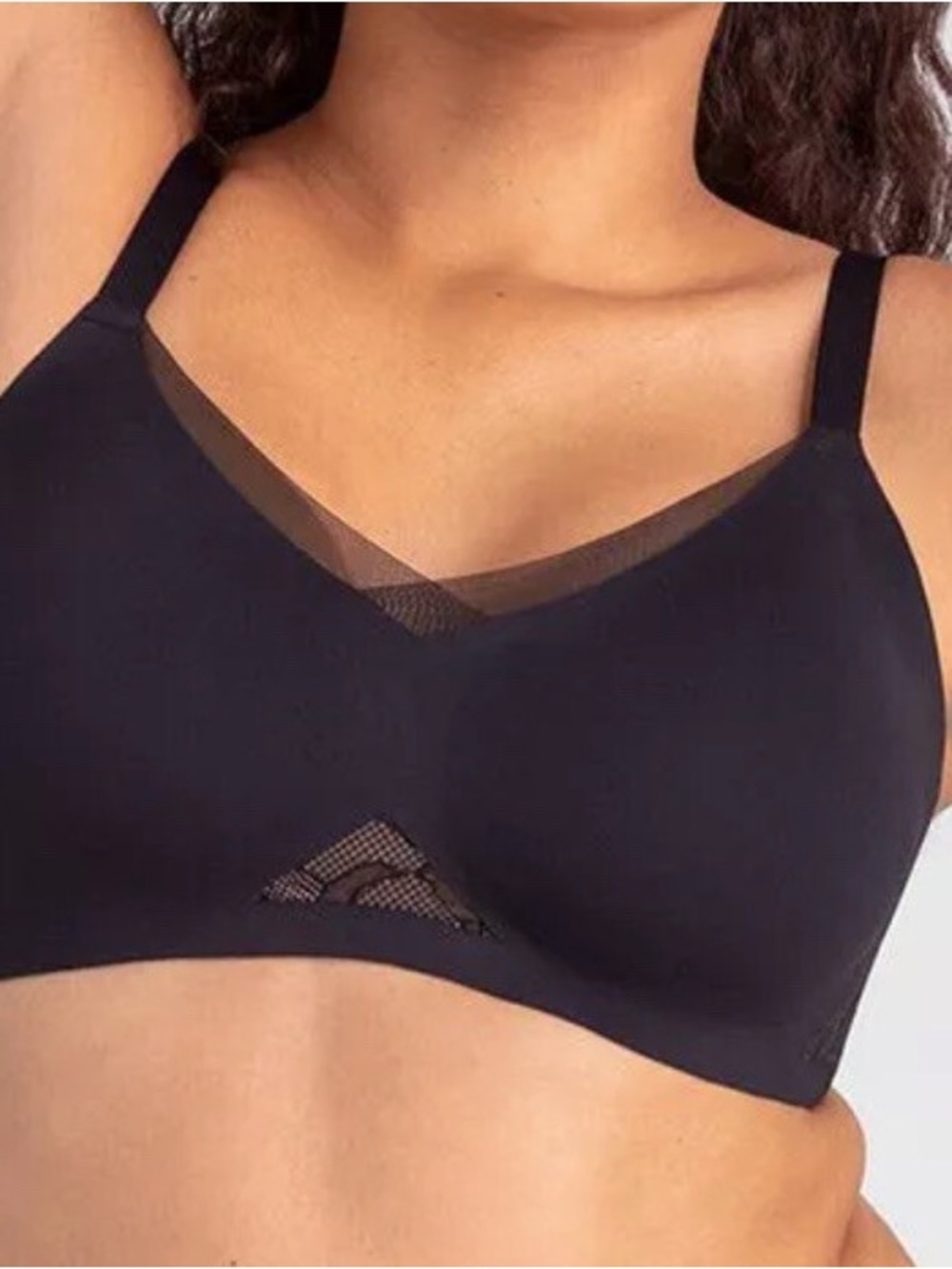 Honeylove Black Lace Inset Crossover Wireless Bra Size XL++